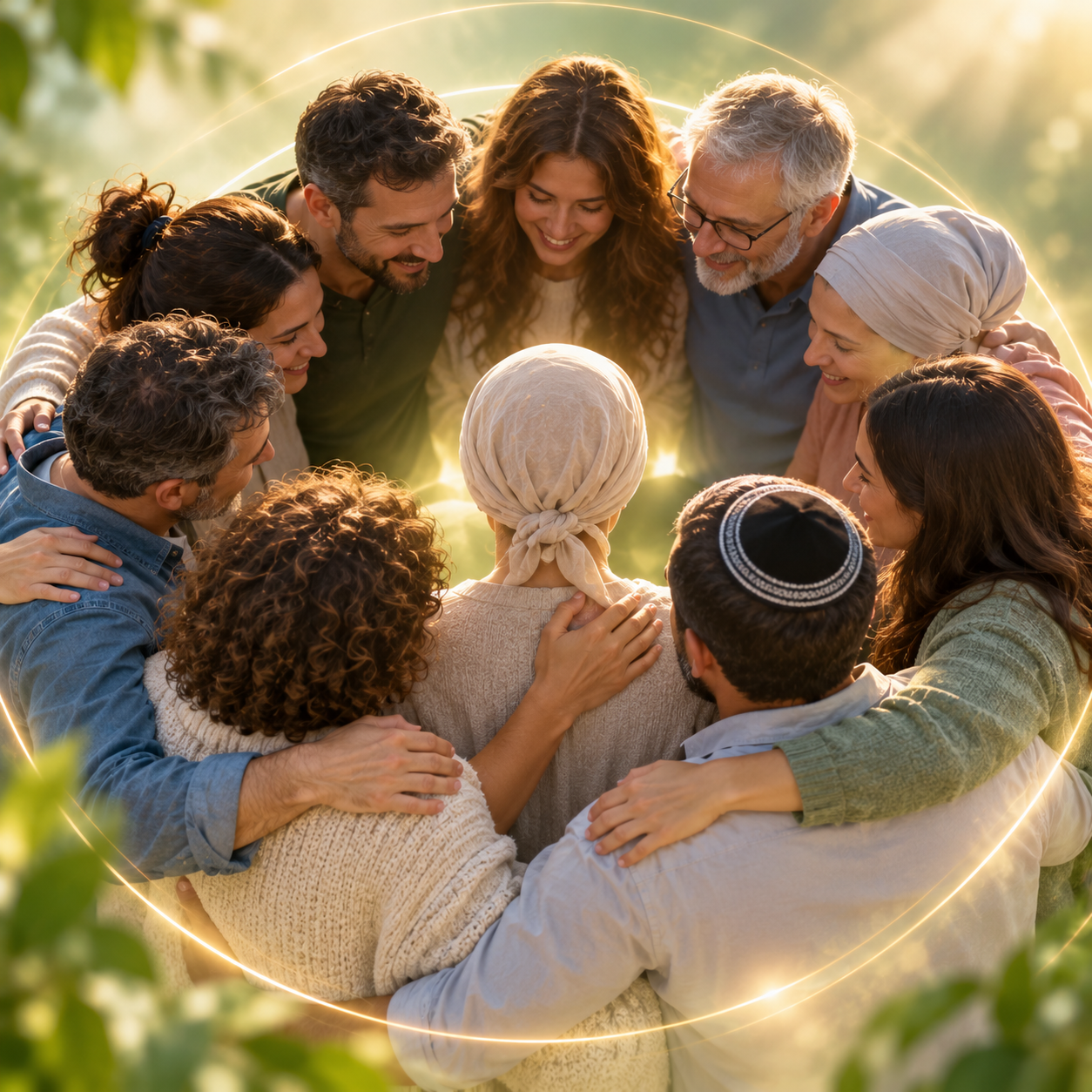 מעגל תמיכה אנושי סביב מטופלת